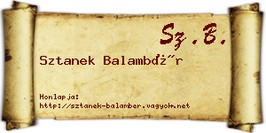 Sztanek Balambér névjegykártya